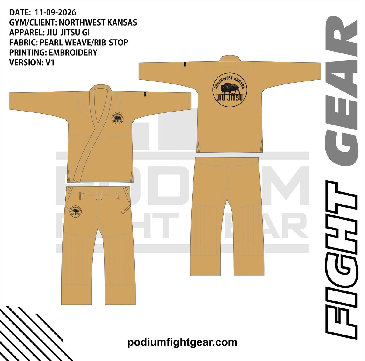 Northwest Kansas Jiu Jitsu gold gi