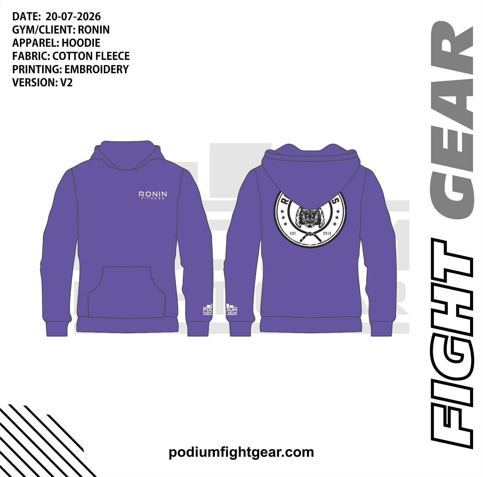 COTTON EMBROIDERED HOODIES - RONIN