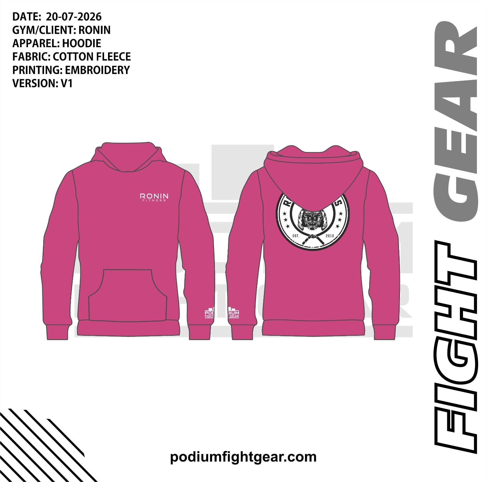 COTTON EMBROIDERED HOODIES - RONIN