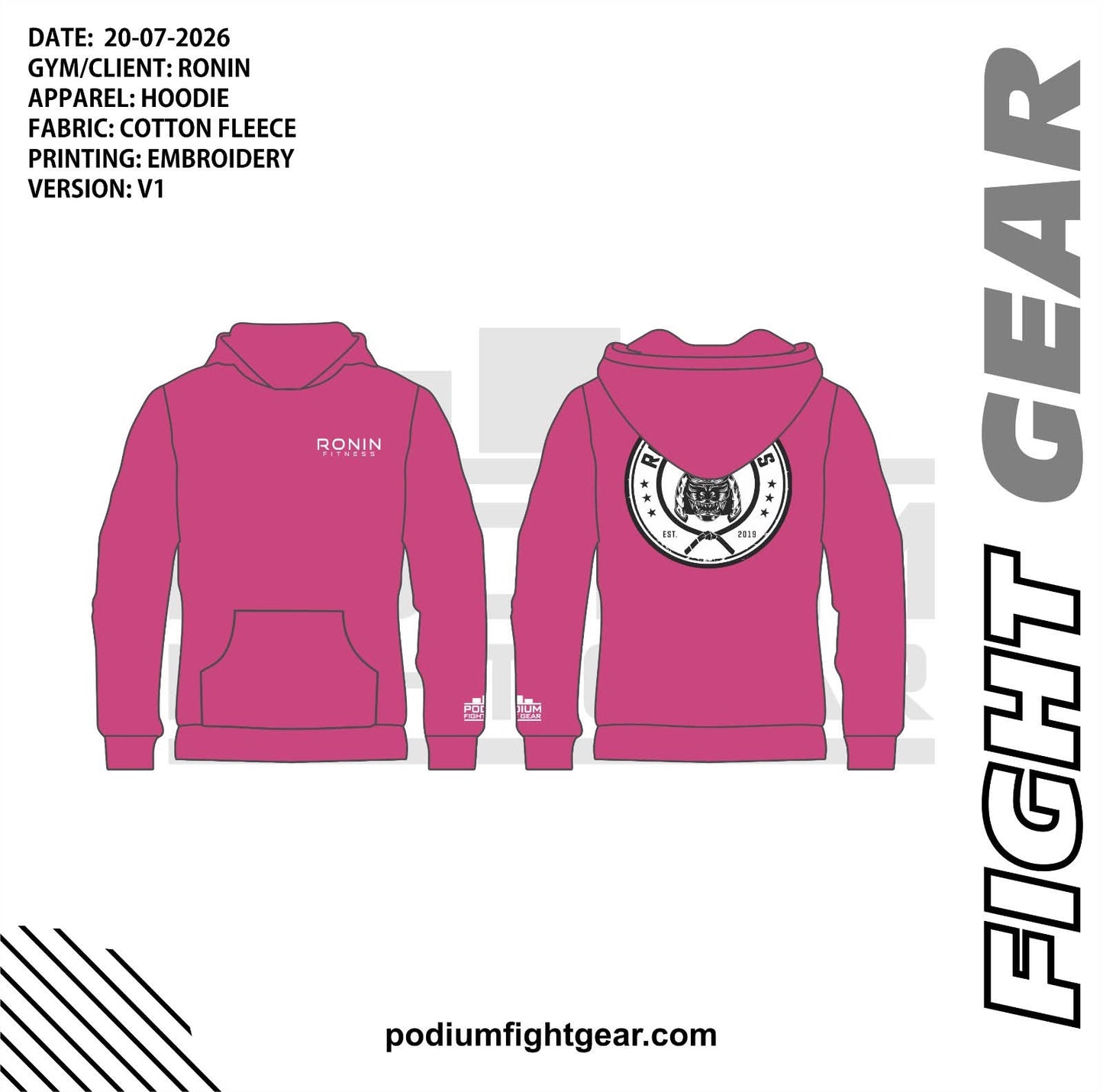 COTTON EMBROIDERED HOODIES - RONIN