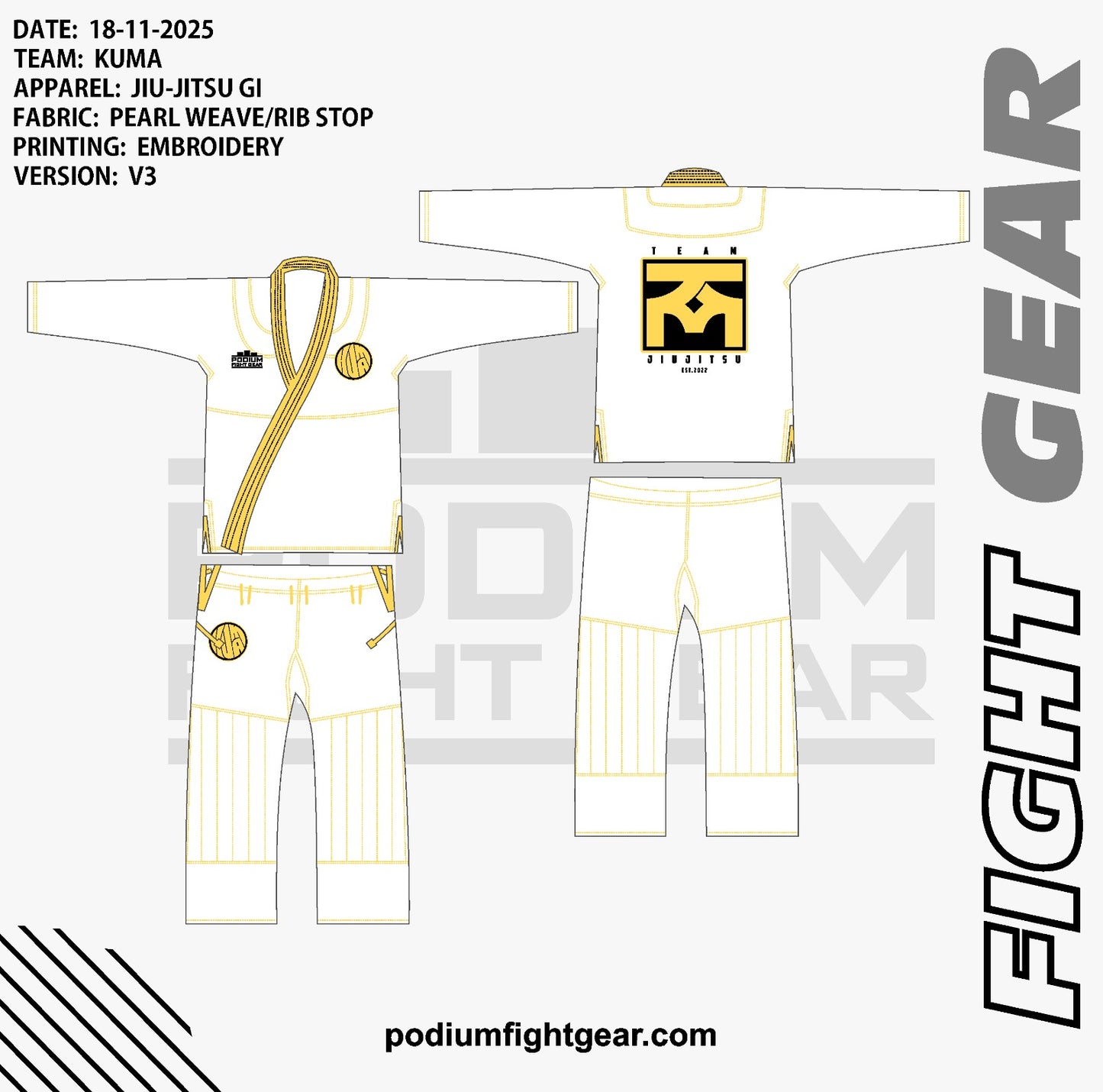 PODIUM BJJ GI UNIFORM TEMPLATE