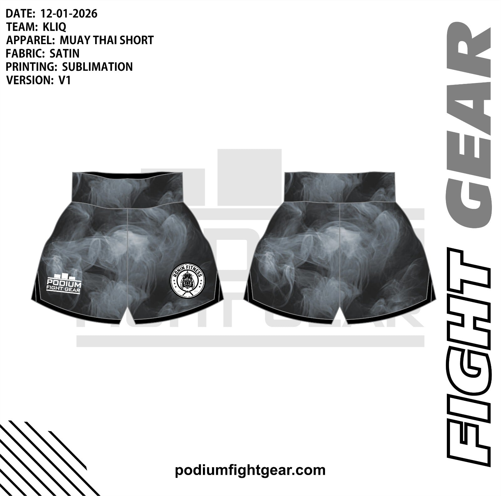 SMOKE MUAY THAI SHORTS - RONIN