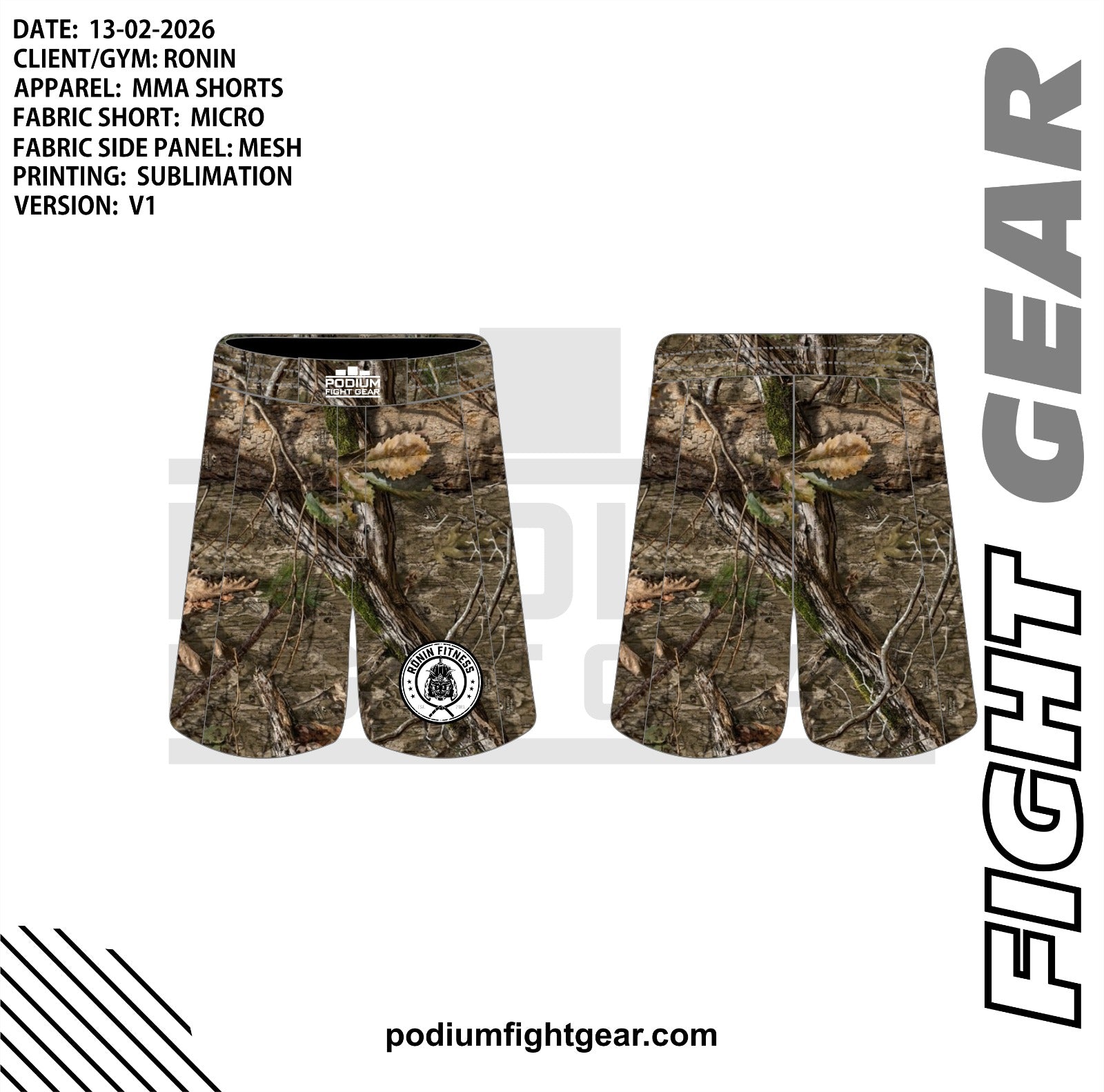 CAMO MMA SHORTS - RONIN