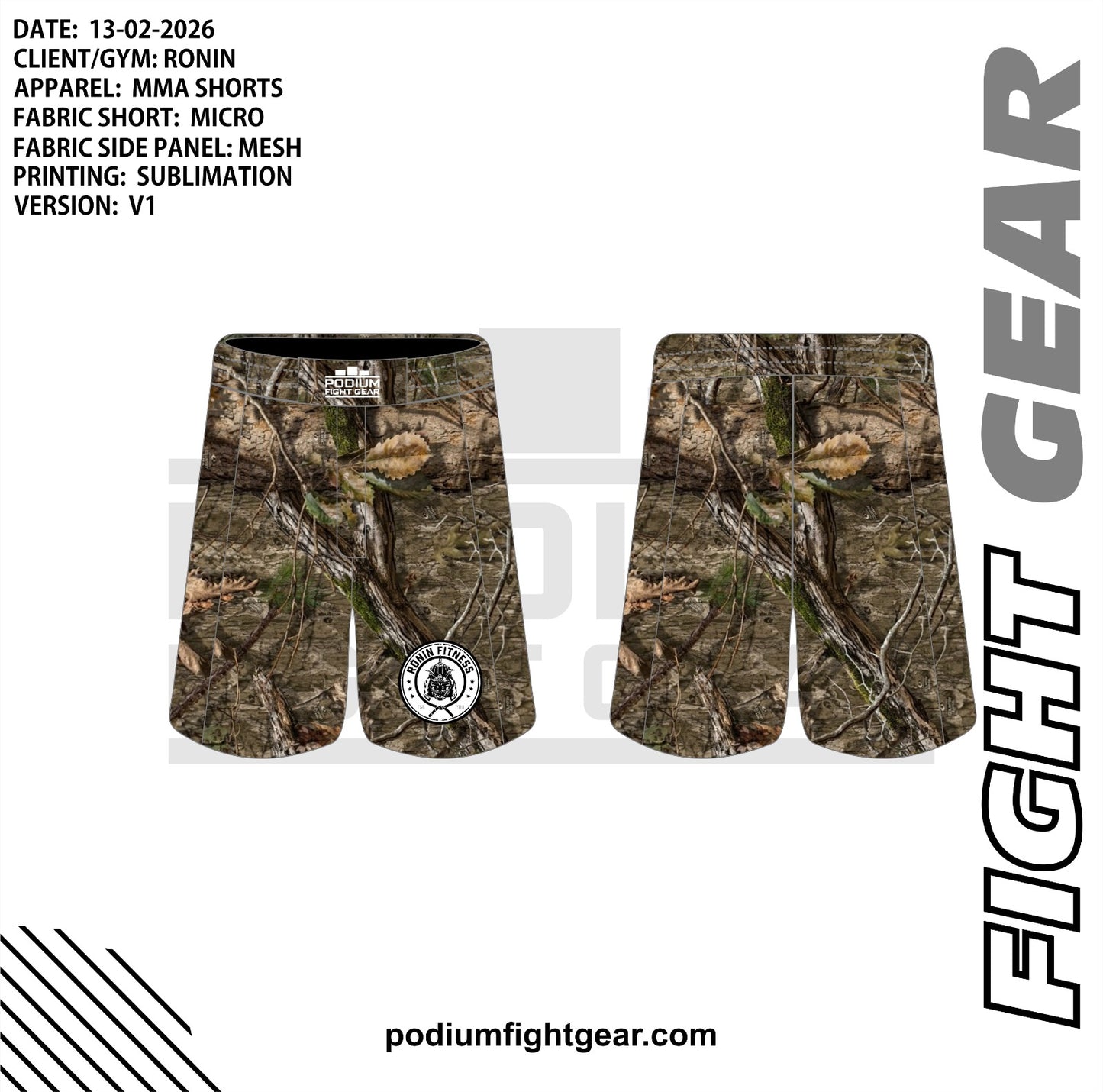 CAMO MMA SHORTS - RONIN