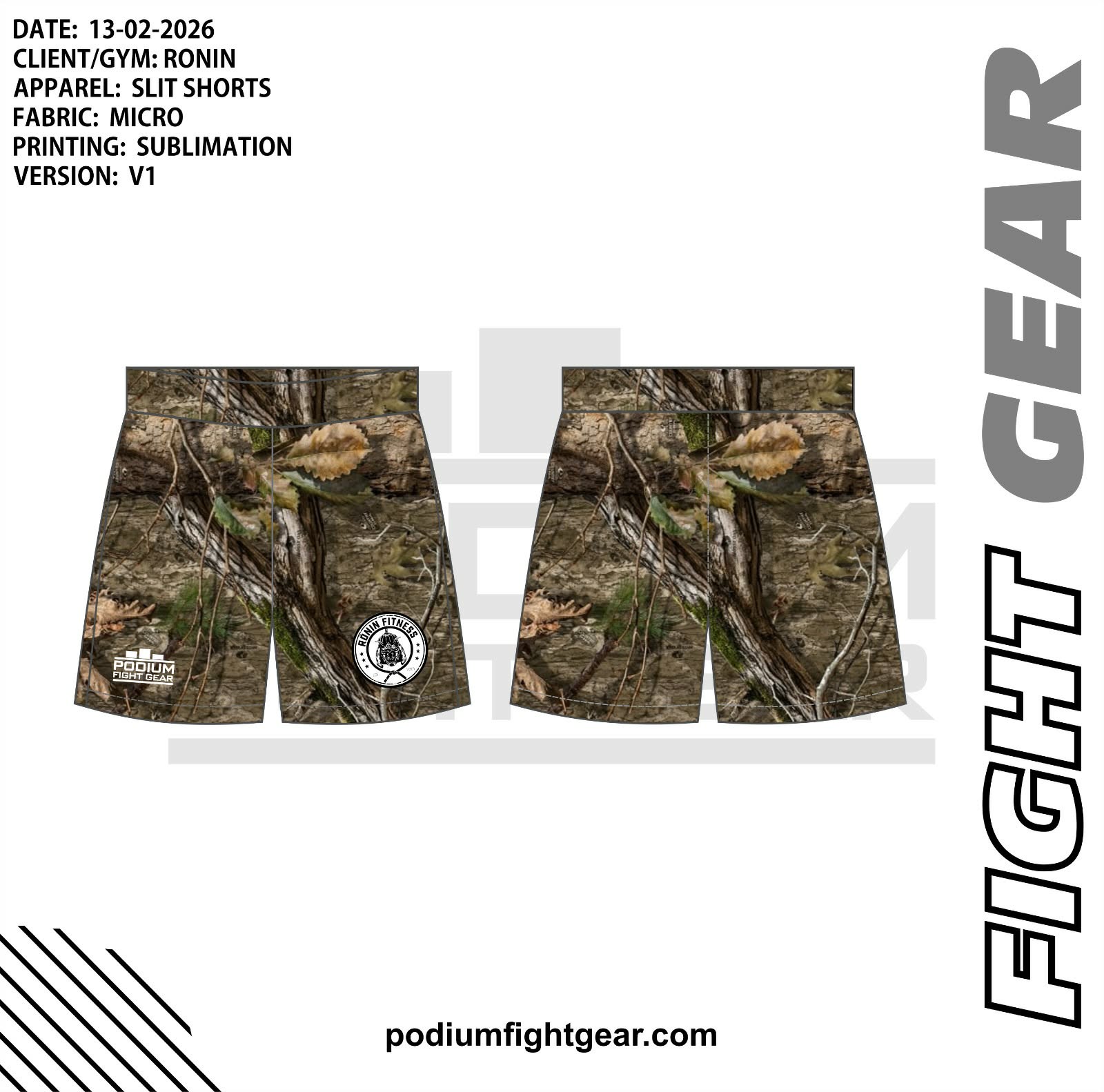 CAMO SPLIT SHORTS - RONIN