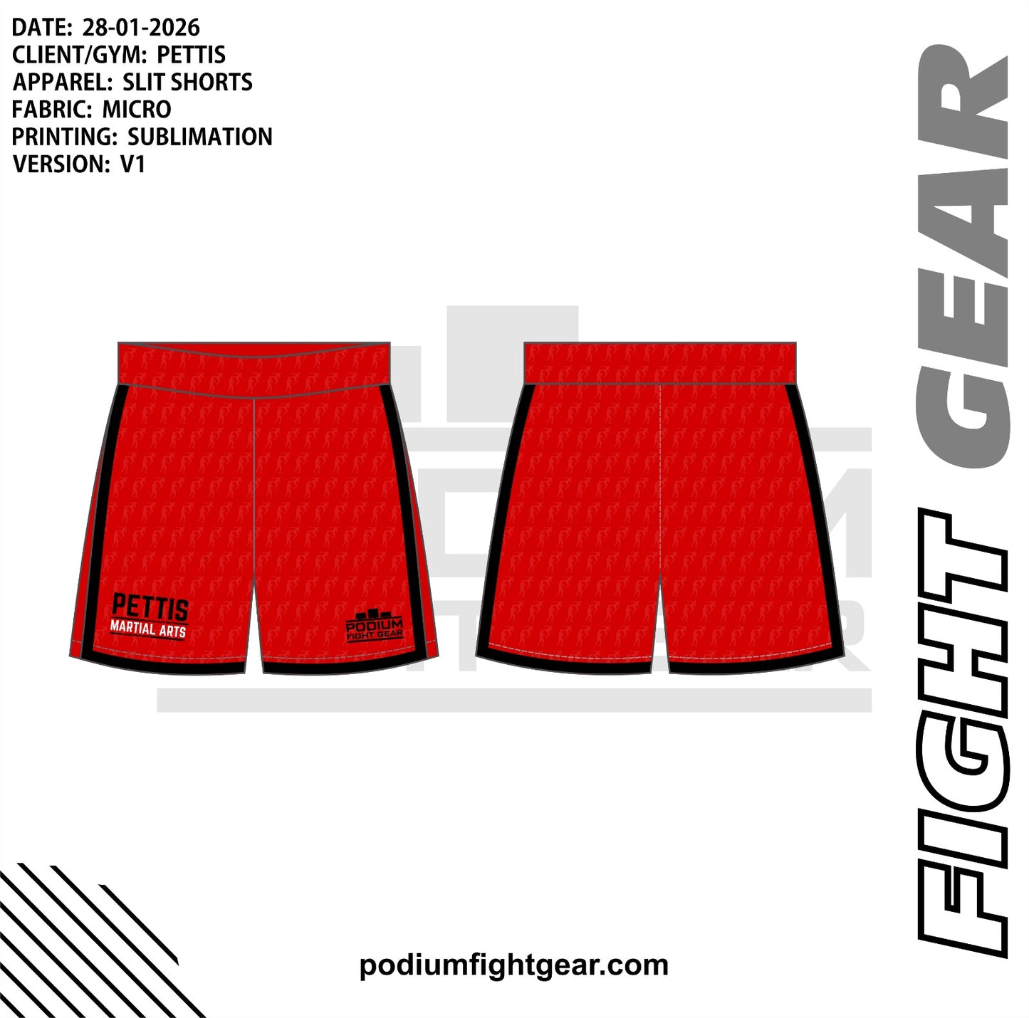 PODIUM GLADIATOR SHORTS - PETTIS MMA