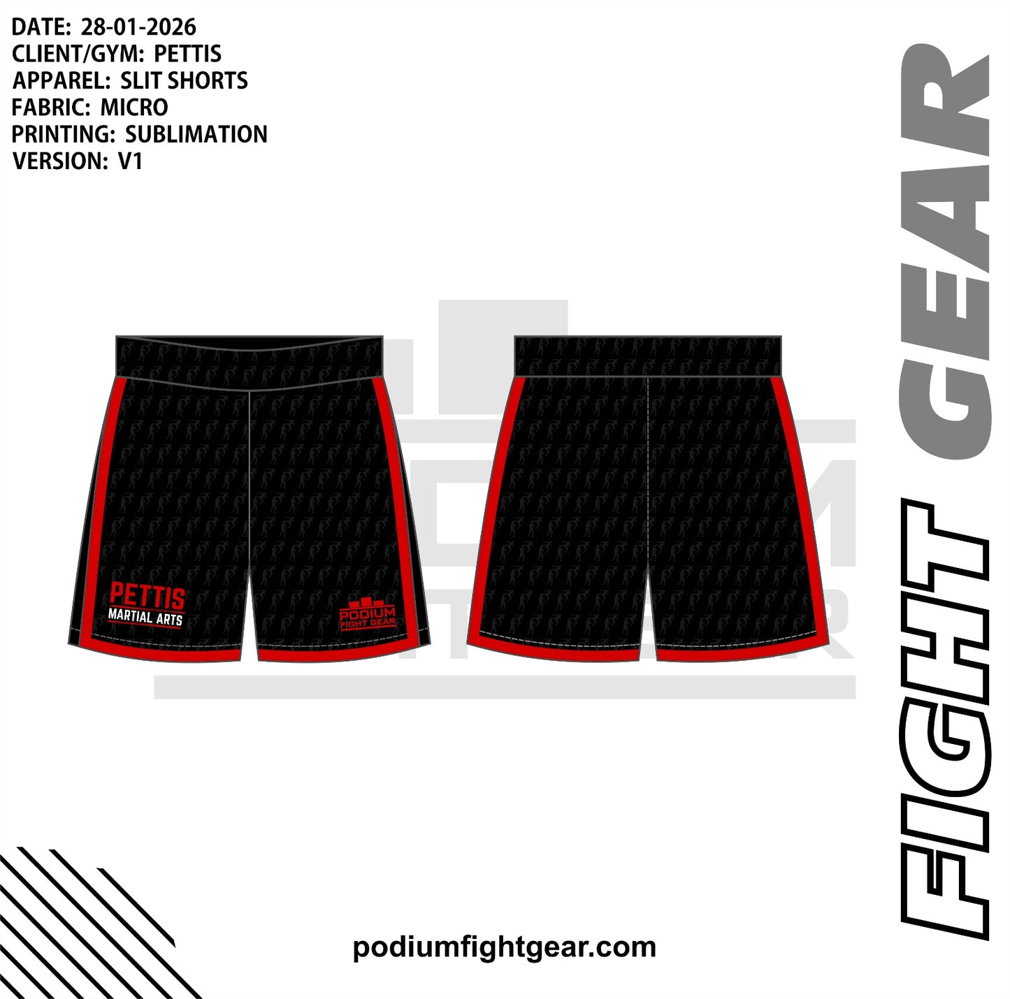 PODIUM GLADIATOR SHORTS - PETTIS MMA