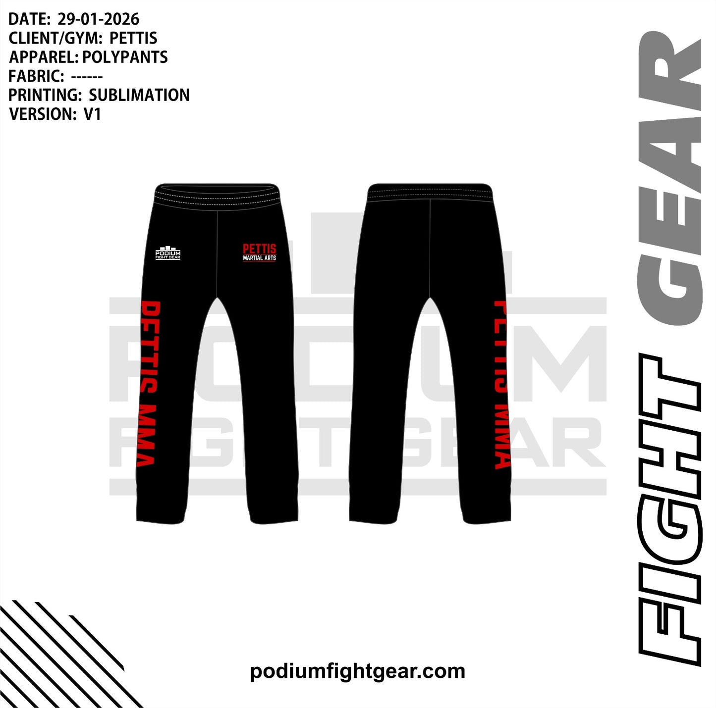 PODIUM TRACK PANTS - PETTIS MMA