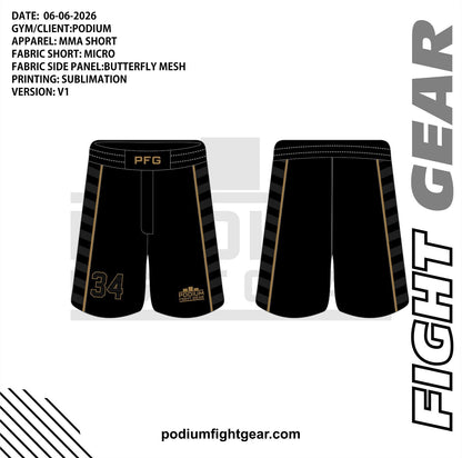 MMA Shorts - Black & Gold