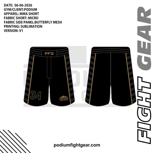 MMA Shorts - Black & Gold