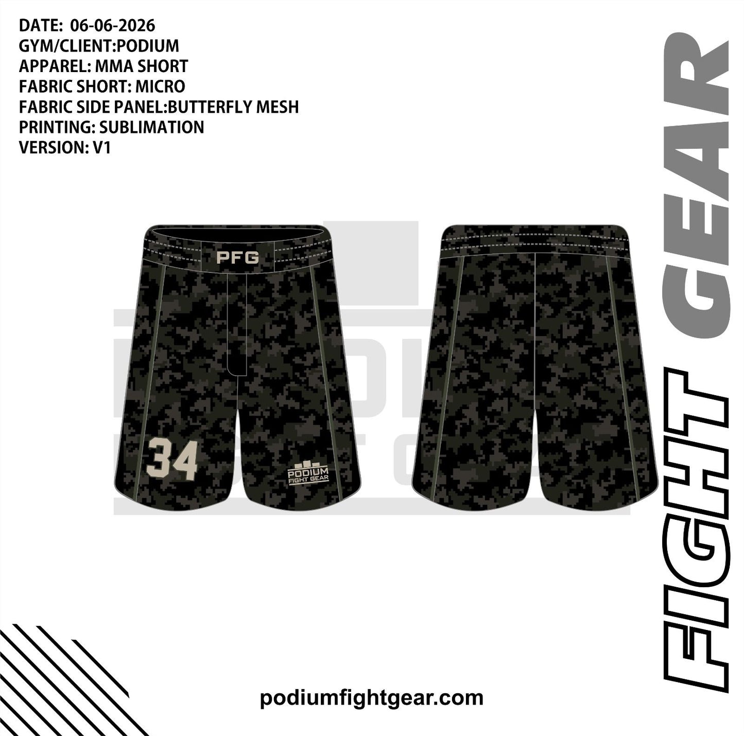 MMA Shorts - Pixelated Camo