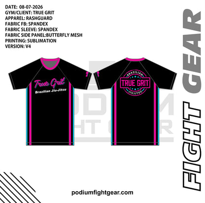 True Grit neon rashguard front and back artwork