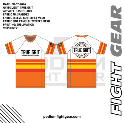 True Grit sunset rashguard front and back artwork