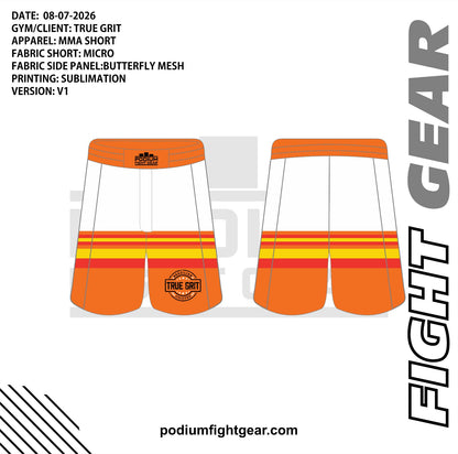 True Grit sunset shorts front and back artwork